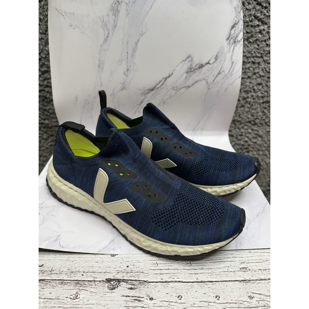 Veja Thunderbird V-knit Navy Grey Leather Lace Up Training Shoes Size 8.5